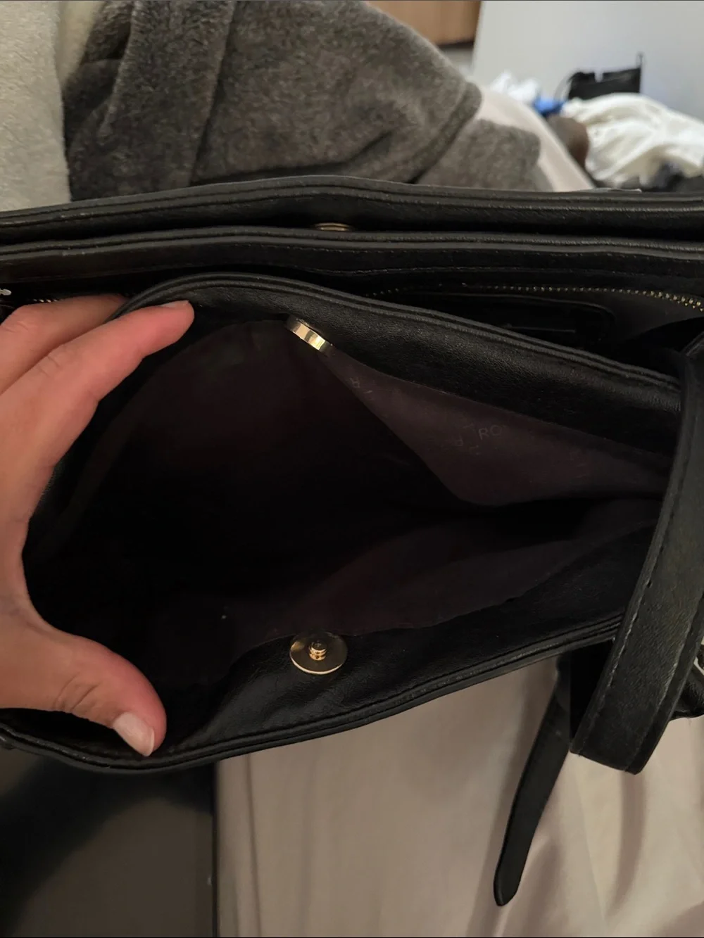 Rosetti Black Embossed Satchel with Gold Hardware